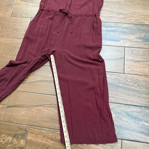 Universal Thread Maroon Jumpsuit Cropped Flowy Sleeveless Pockets Pantsuit Sz L - Picture 5 of 8